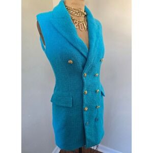 ZARA Structured Sleeveless Blazer Dress – Turquoise